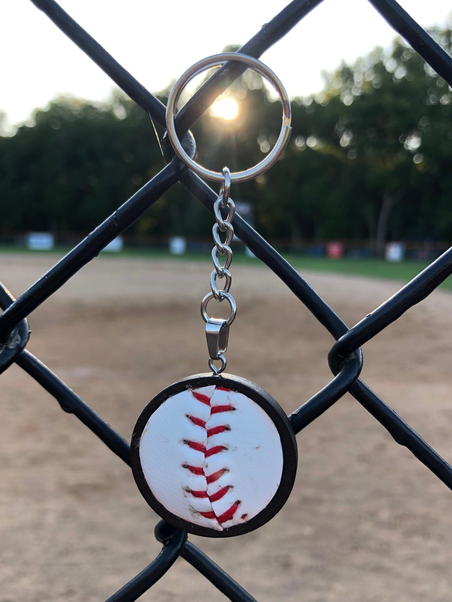 Round Baseball Keychain