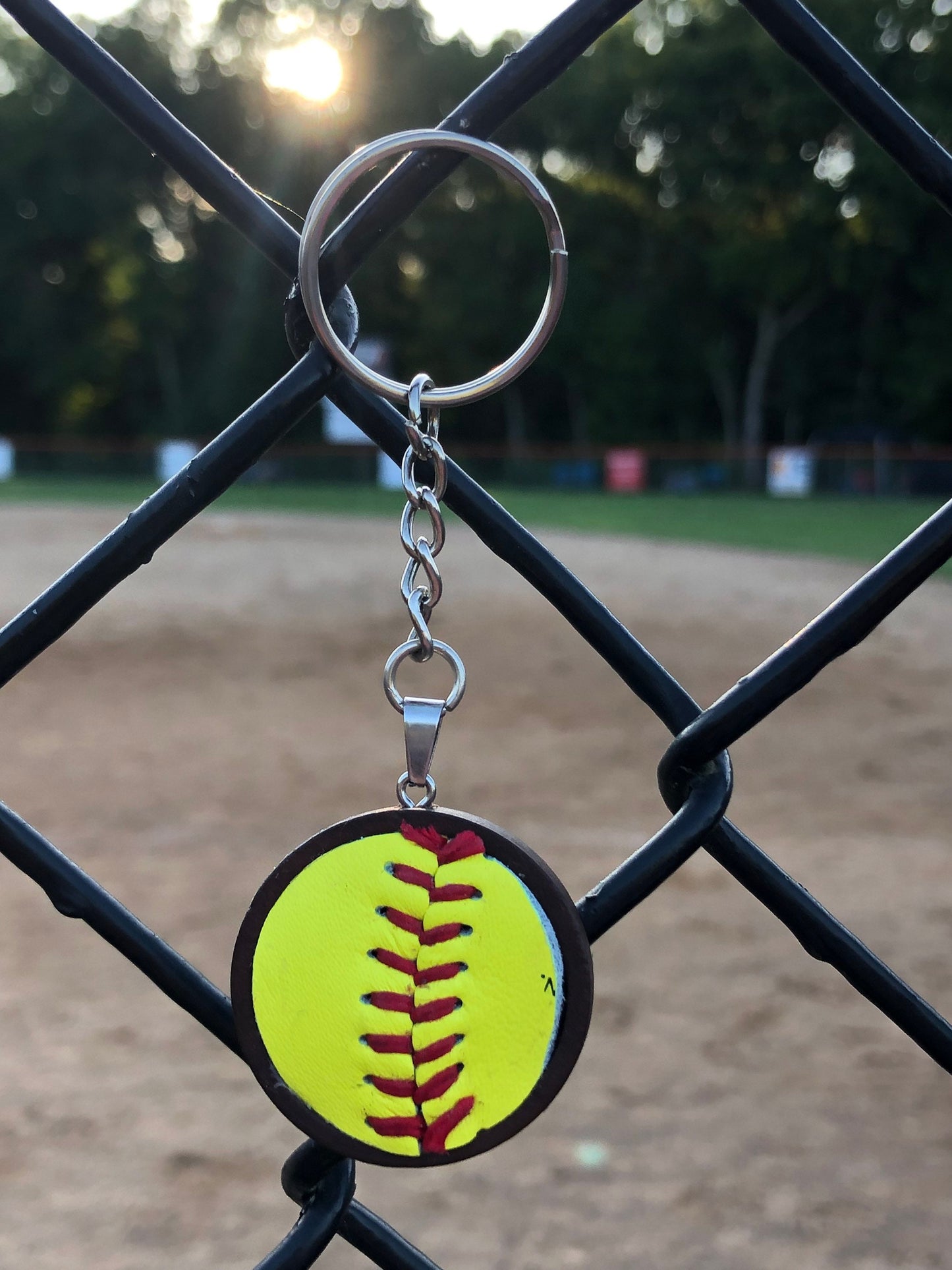 Round Softball Keychain