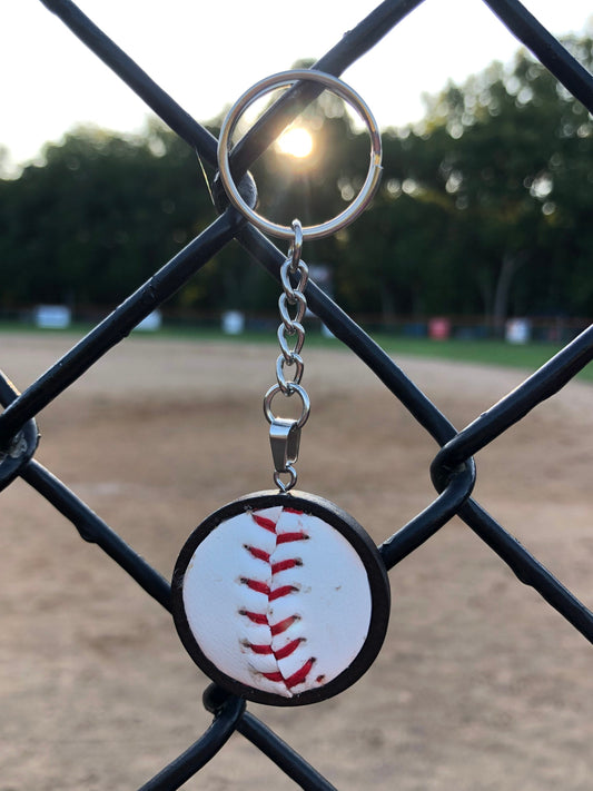Round Baseball Keychain